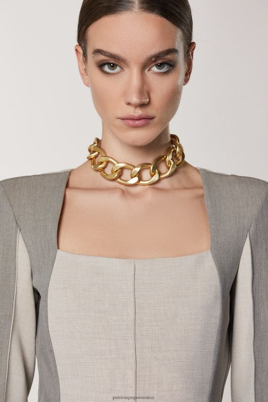 vestir mx Patrizia Pepe mujer minivestido de manga larga mezcla natural 66024R424