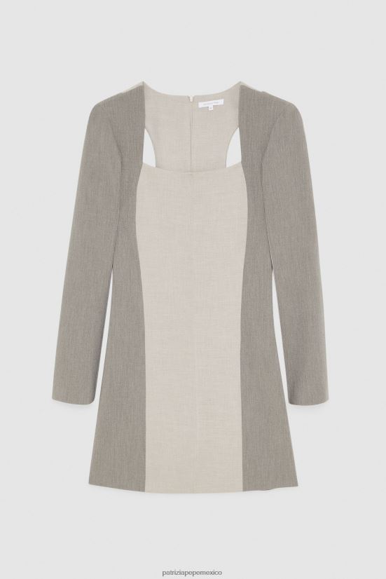 vestir mx Patrizia Pepe mujer minivestido de manga larga mezcla natural 66024R424