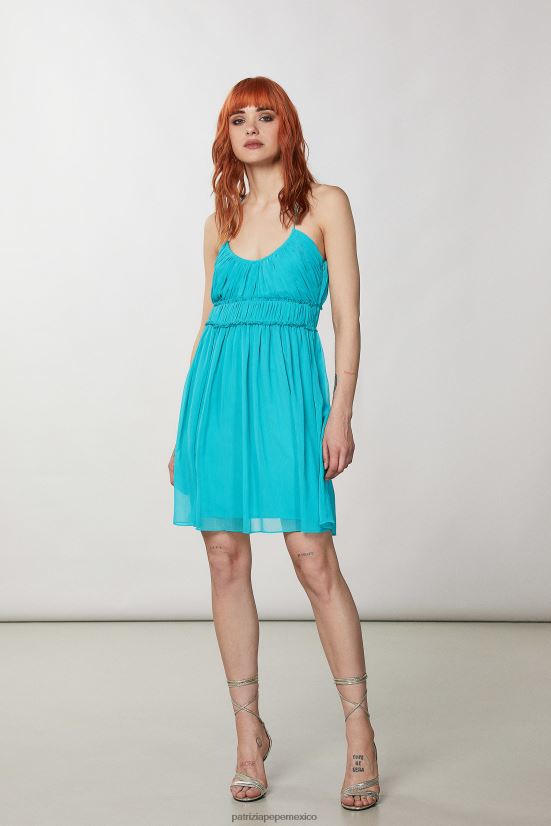 vestir mx Patrizia Pepe mujer minivestido plisado agua verde 66024R210