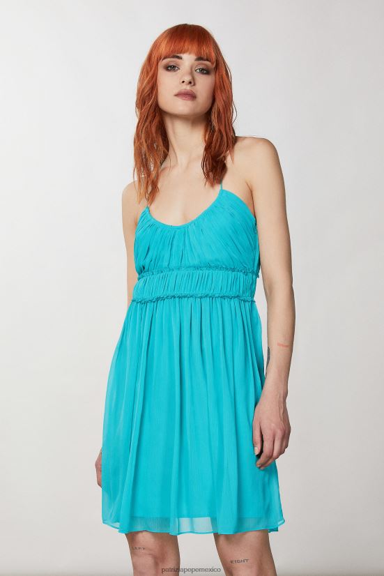vestir mx Patrizia Pepe mujer minivestido plisado agua verde 66024R210