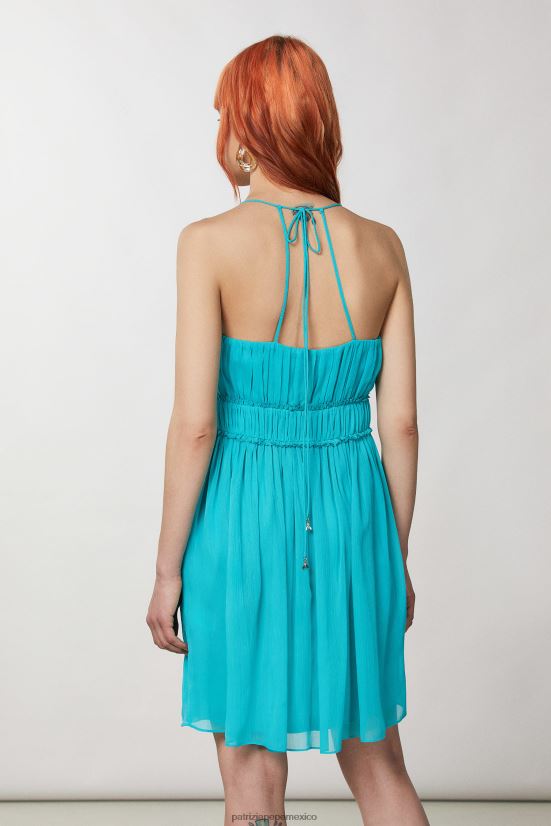 vestir mx Patrizia Pepe mujer minivestido plisado agua verde 66024R210