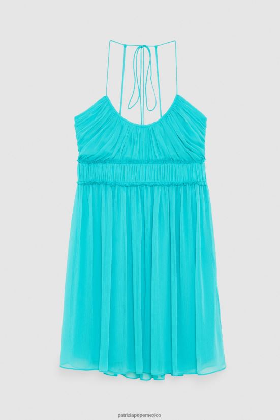 vestir mx Patrizia Pepe mujer minivestido plisado agua verde 66024R210