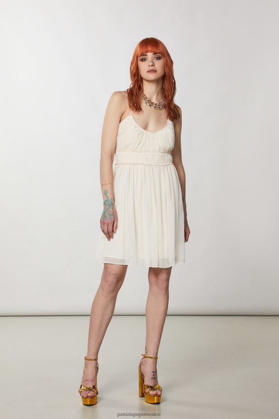 vestir mx Patrizia Pepe mujer minivestido plisado lino blanco 66024R212