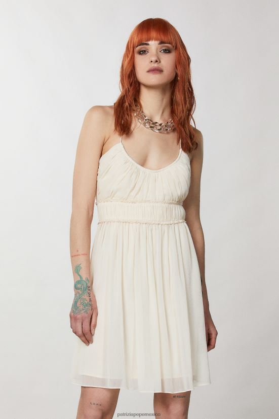 vestir mx Patrizia Pepe mujer minivestido plisado lino blanco 66024R212