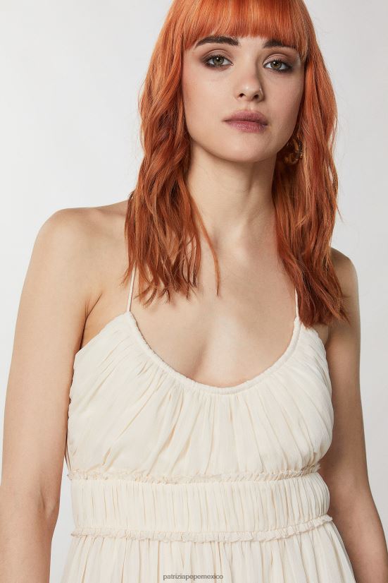 vestir mx Patrizia Pepe mujer minivestido plisado lino blanco 66024R212