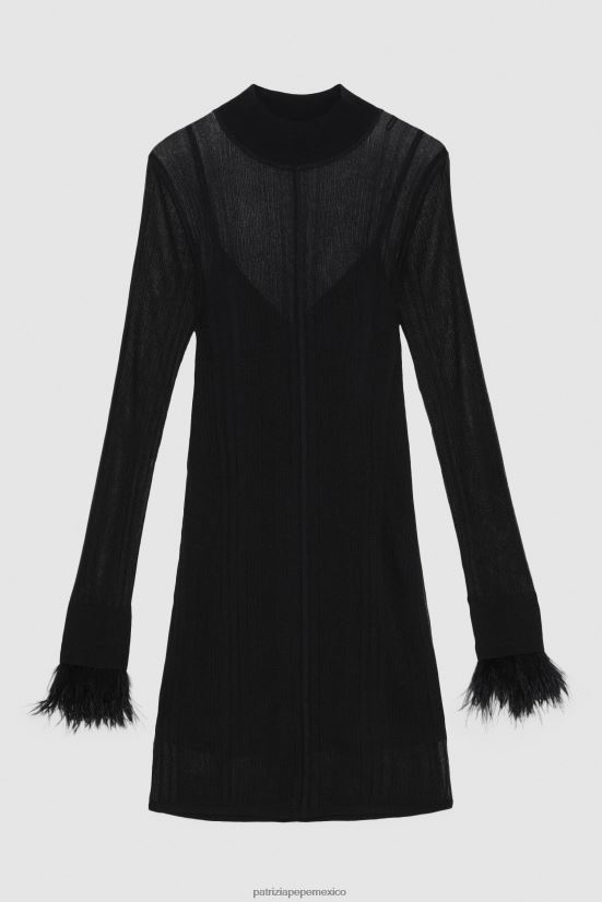 vestir mx Patrizia Pepe mujer vestido corto con detalle de plumas Nerón 66024R512