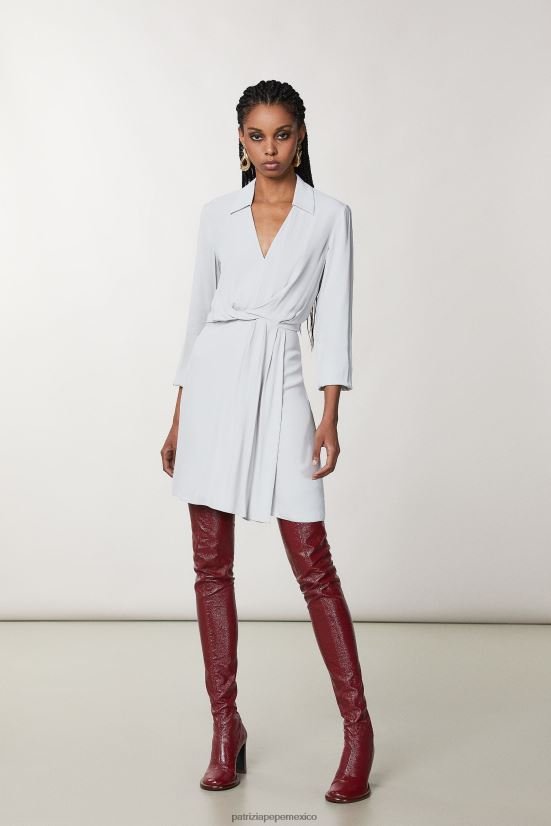 vestir mx Patrizia Pepe mujer vestido corto de crepé gris mineral 66024R64