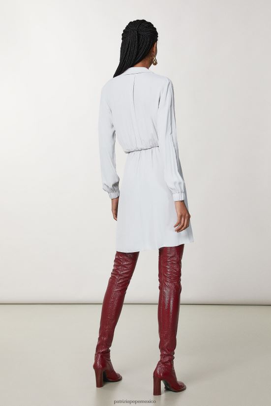 vestir mx Patrizia Pepe mujer vestido corto de crepé gris mineral 66024R64