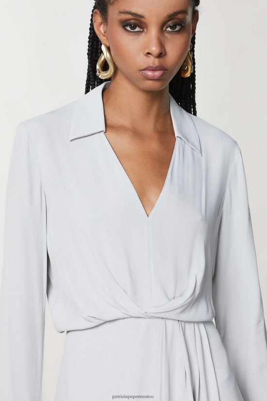 vestir mx Patrizia Pepe mujer vestido corto de crepé gris mineral 66024R64