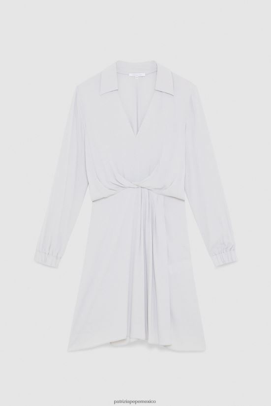 vestir mx Patrizia Pepe mujer vestido corto de crepé gris mineral 66024R64