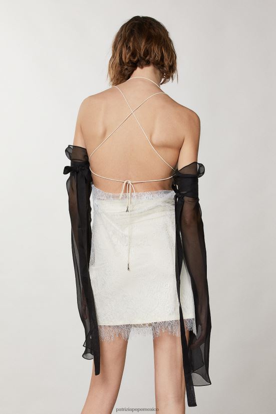 vestir mx Patrizia Pepe mujer vestido corto de encaje encaje plateado 66024R213