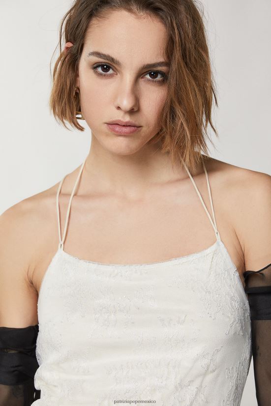 vestir mx Patrizia Pepe mujer vestido corto de encaje encaje plateado 66024R213