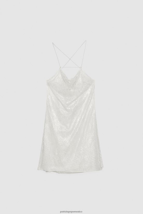 vestir mx Patrizia Pepe mujer vestido corto de encaje encaje plateado 66024R213