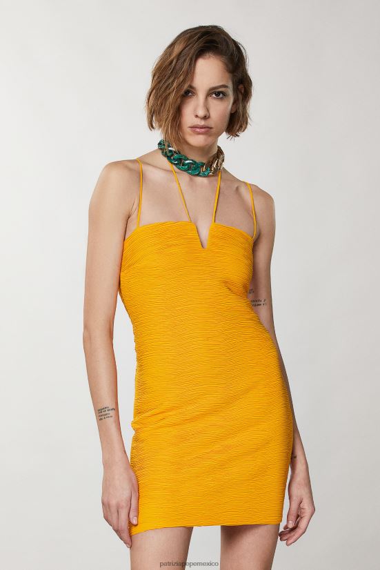 vestir mx Patrizia Pepe mujer vestido corto de georgette naranja jugosa 66024R314