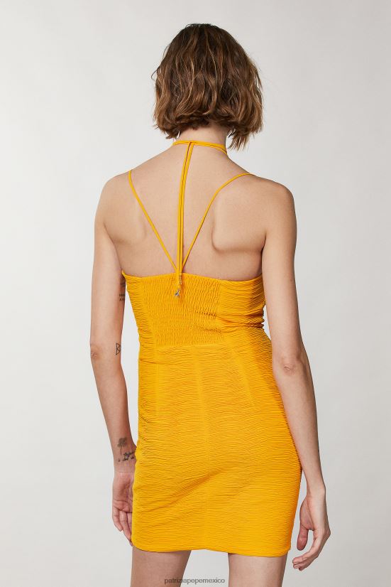 vestir mx Patrizia Pepe mujer vestido corto de georgette naranja jugosa 66024R314