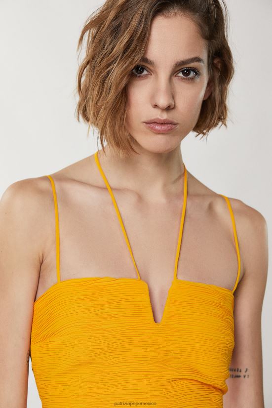 vestir mx Patrizia Pepe mujer vestido corto de georgette naranja jugosa 66024R314