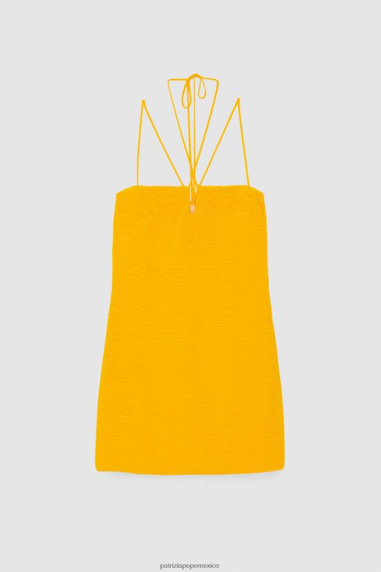 vestir mx Patrizia Pepe mujer vestido corto de georgette naranja jugosa 66024R314