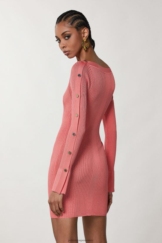 vestir mx Patrizia Pepe mujer vestido corto de punto de canalé Durazno jugoso 66024R505
