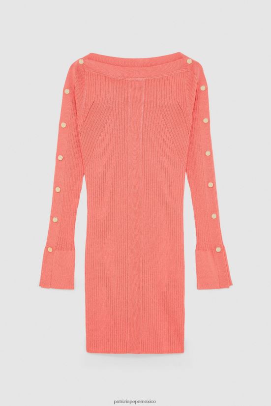 vestir mx Patrizia Pepe mujer vestido corto de punto de canalé Durazno jugoso 66024R505