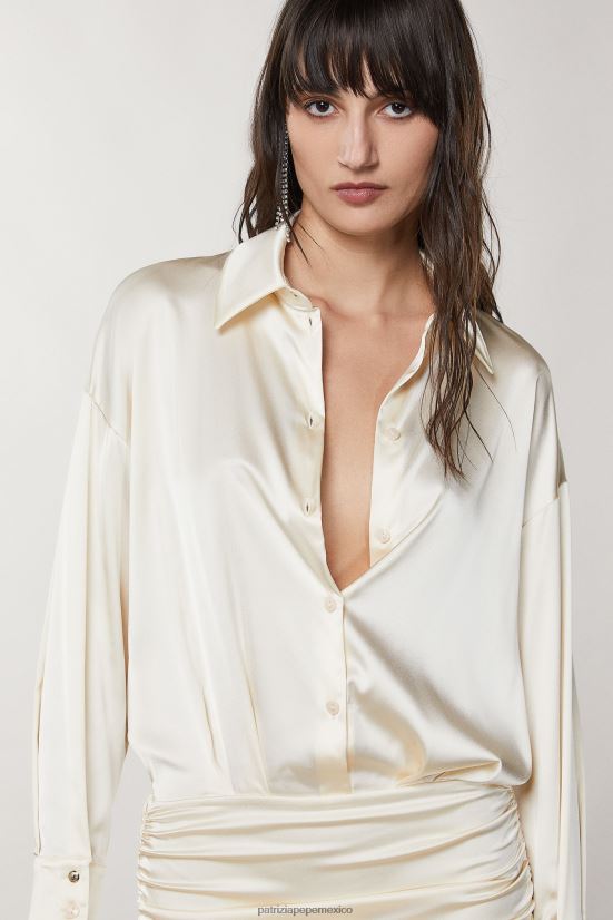 vestir mx Patrizia Pepe mujer vestido corto de satén elástico martini beige 66024R273