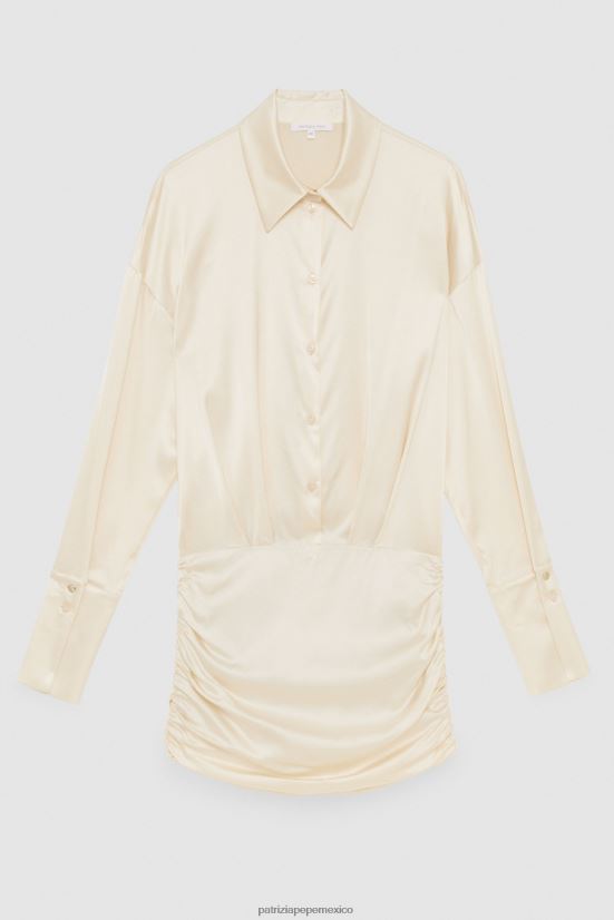 vestir mx Patrizia Pepe mujer vestido corto de satén elástico martini beige 66024R273