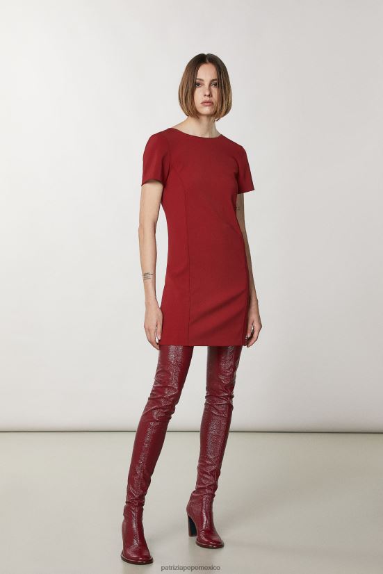 vestir mx Patrizia Pepe mujer vestido de crepé esencial rojo marciano 66024R91