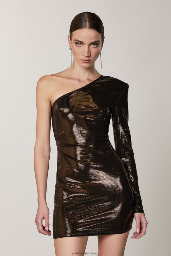 vestir mx Patrizia Pepe mujer vestido de punto con un solo hombro píxel marrón 66024R497