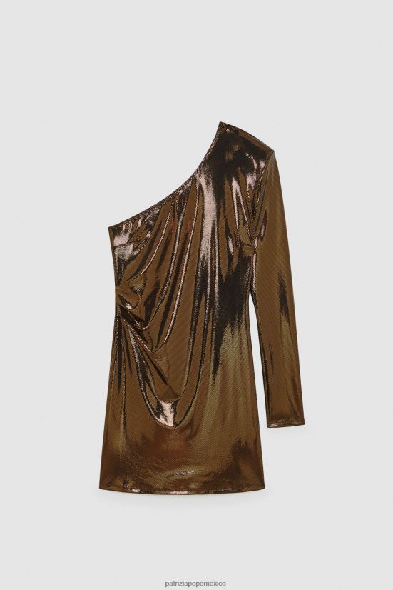 vestir mx Patrizia Pepe mujer vestido de punto con un solo hombro píxel marrón 66024R497