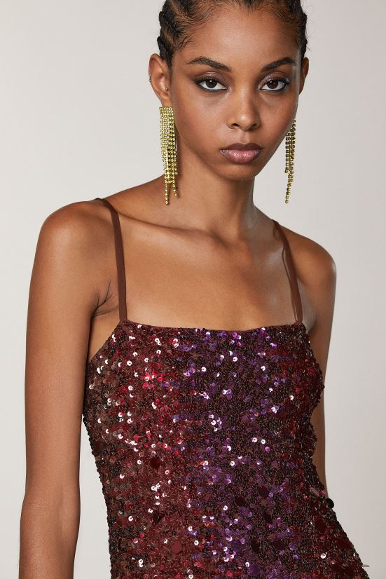 vestir mx Patrizia Pepe mujer vestido de viscosa bordado orquídea marrón degradar 66024R523