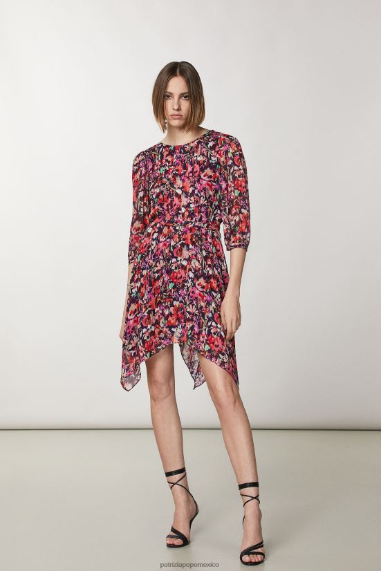 vestir mx Patrizia Pepe mujer vestido de viscosa suave flor roja marciana 66024R57