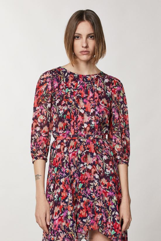 vestir mx Patrizia Pepe mujer vestido de viscosa suave flor roja marciana 66024R57