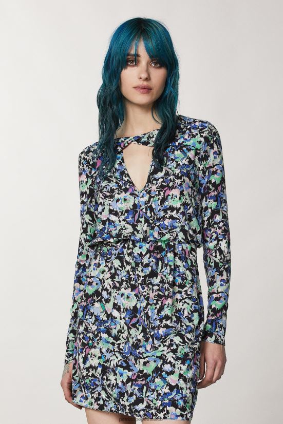vestir mx Patrizia Pepe mujer vestido elástico estampado flor verde azul 66024R132