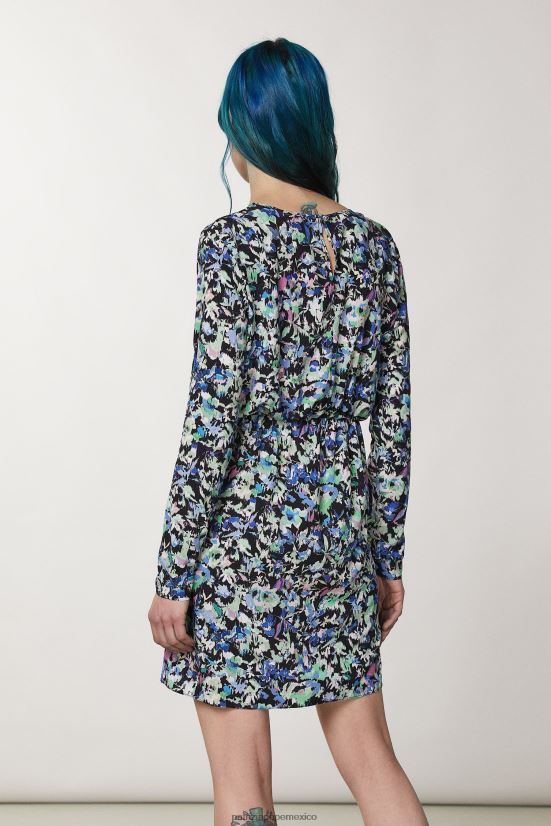 vestir mx Patrizia Pepe mujer vestido elástico estampado flor verde azul 66024R132