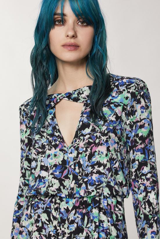 vestir mx Patrizia Pepe mujer vestido elástico estampado flor verde azul 66024R132