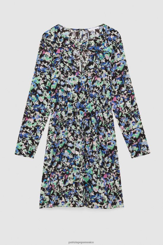 vestir mx Patrizia Pepe mujer vestido elástico estampado flor verde azul 66024R132