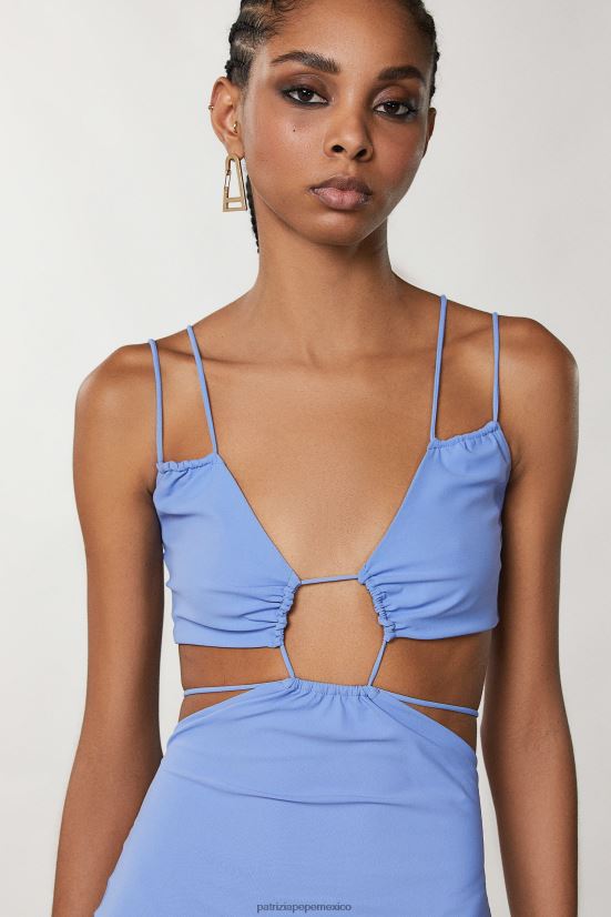 vestir mx Patrizia Pepe mujer vestido esencial con aberturas azul ceramica 66024R191