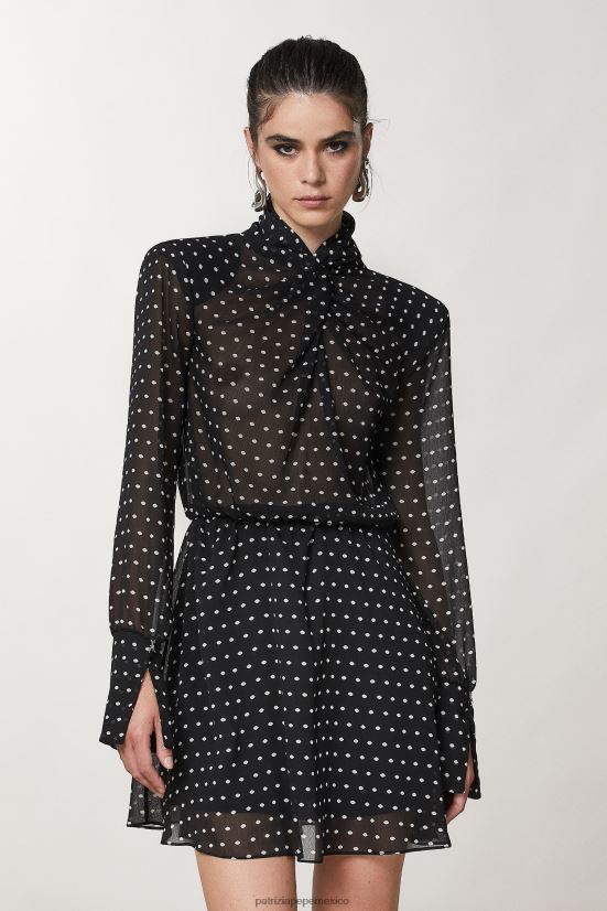 vestir mx Patrizia Pepe mujer vestido mini de crepé pois negros 66024R32