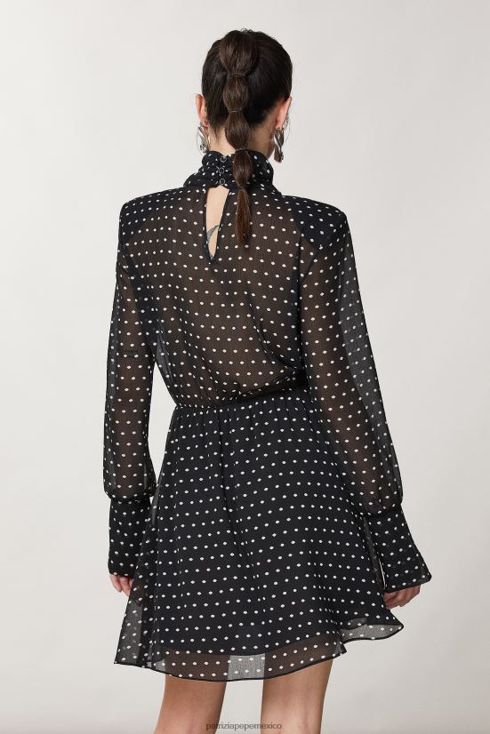 vestir mx Patrizia Pepe mujer vestido mini de crepé pois negros 66024R32