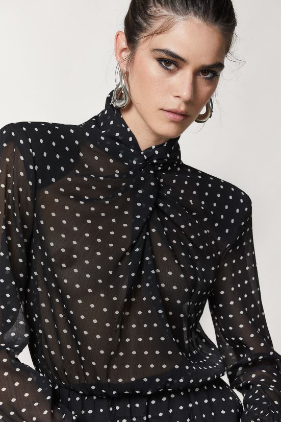 vestir mx Patrizia Pepe mujer vestido mini de crepé pois negros 66024R32