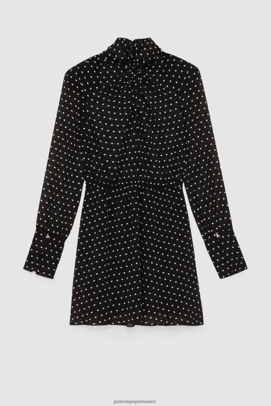 vestir mx Patrizia Pepe mujer vestido mini de crepé pois negros 66024R32