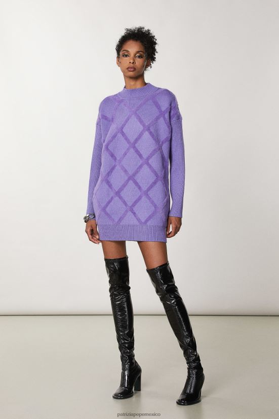vestir mx Patrizia Pepe mujer vestido suéter de viscosa violeta mineral 66024R657
