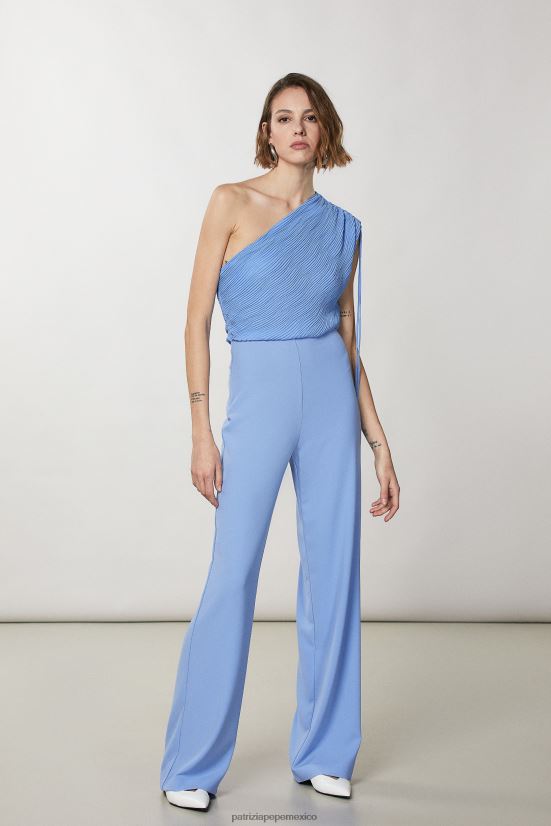 vestir mx Patrizia Pepe mujer elegante mono holgado con un solo hombro azul ceramica 66024R254