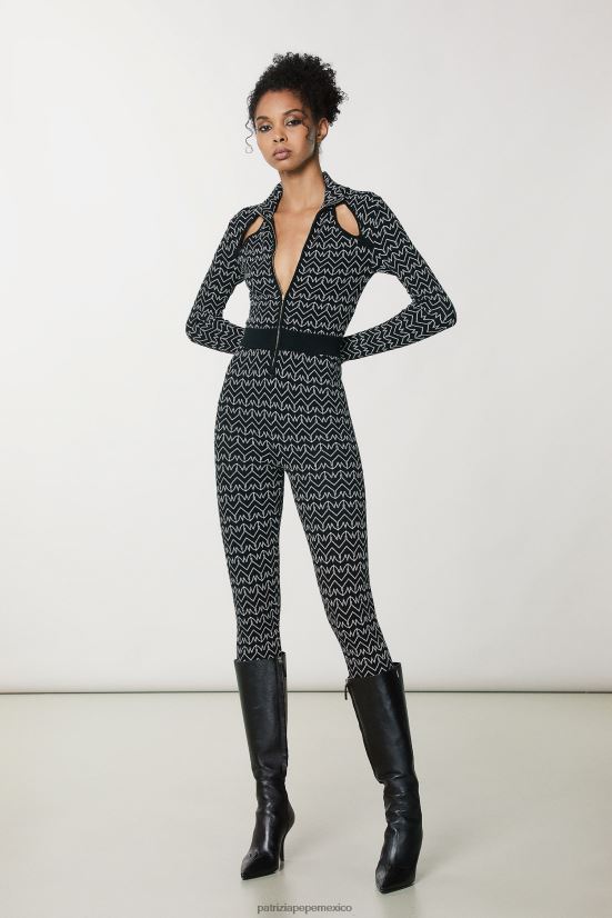 vestir mx Patrizia Pepe mujer mono ajustado con monograma monograma negro 66024R629