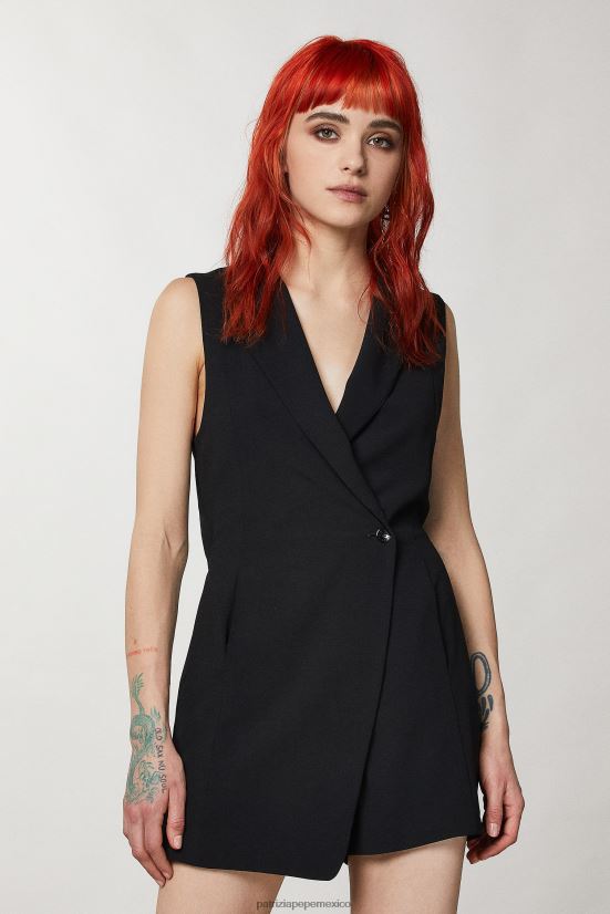vestir mx Patrizia Pepe mujer mono corto con cuello de chaqueta Nerón 66024R325