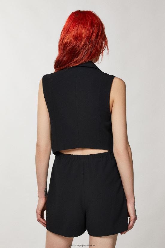 vestir mx Patrizia Pepe mujer mono corto con cuello de chaqueta Nerón 66024R325