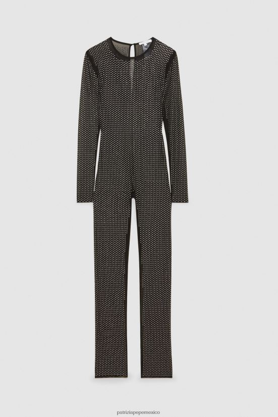 vestir mx Patrizia Pepe mujer mono de tul de manga larga negro y cristal 66024R673