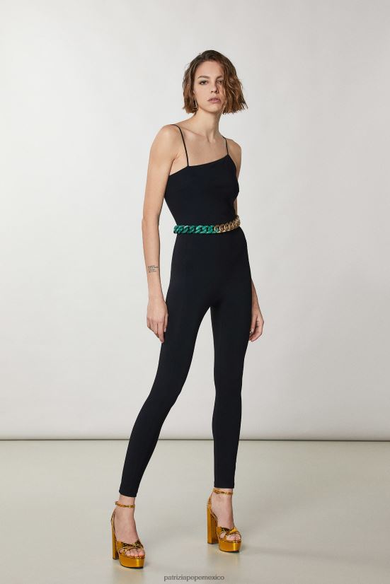 vestir mx Patrizia Pepe mujer mono esencial con cuello asimétrico Nerón 66024R326