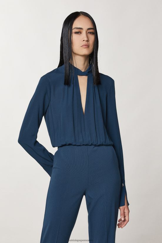vestir mx Patrizia Pepe mujer mono esencial de crepé azul petróleo 66024R141