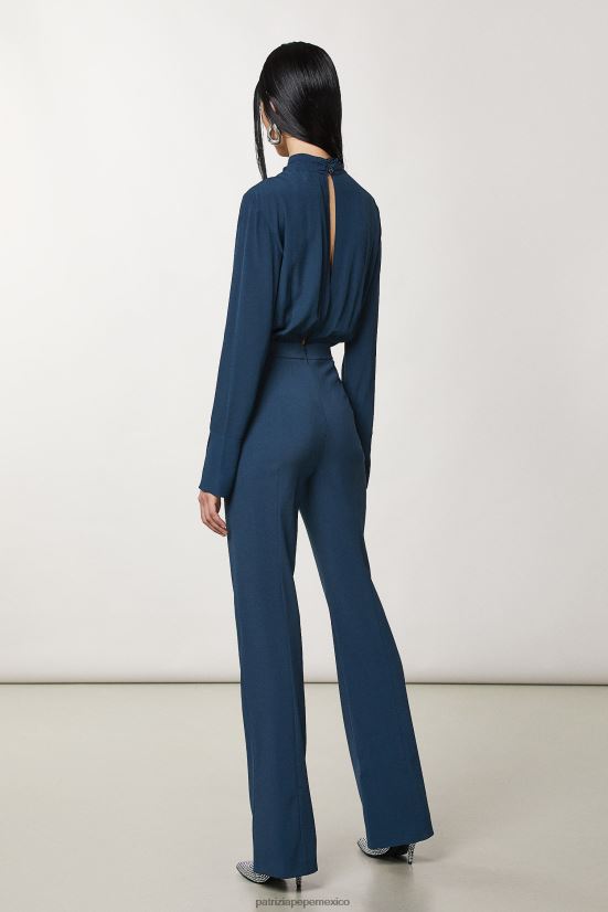 vestir mx Patrizia Pepe mujer mono esencial de crepé azul petróleo 66024R141