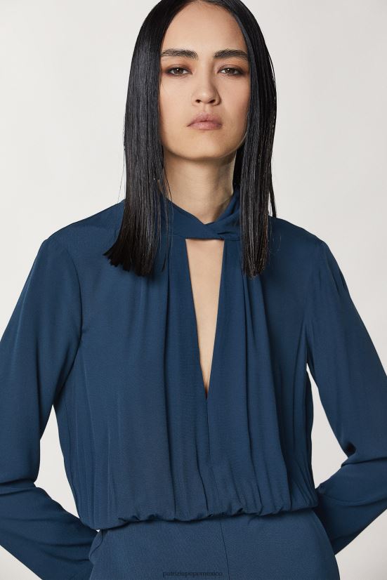 vestir mx Patrizia Pepe mujer mono esencial de crepé azul petróleo 66024R141